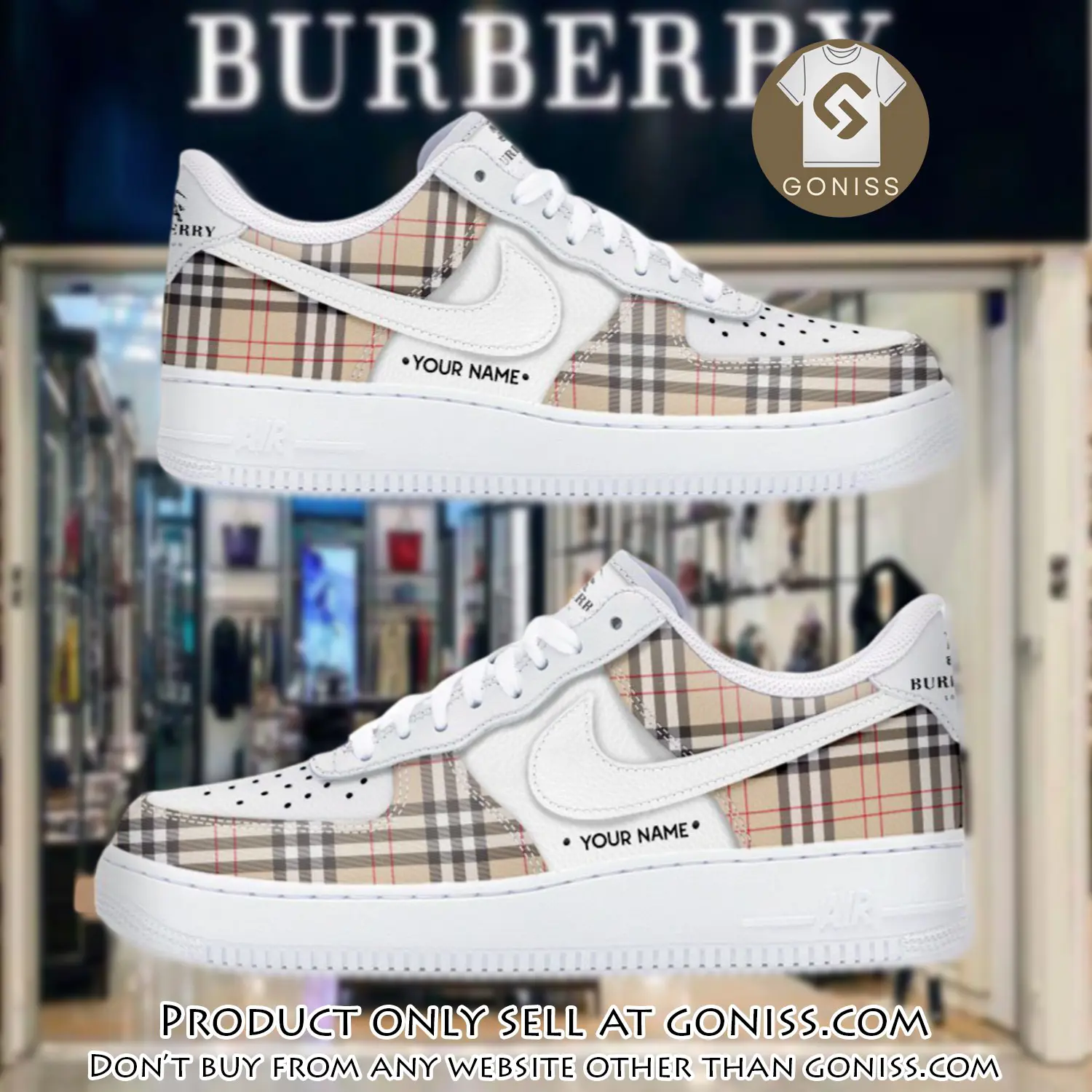 Personalized burberry luxury air force 1 sneakers limited af1 shoes oaf1002 gn5024465
